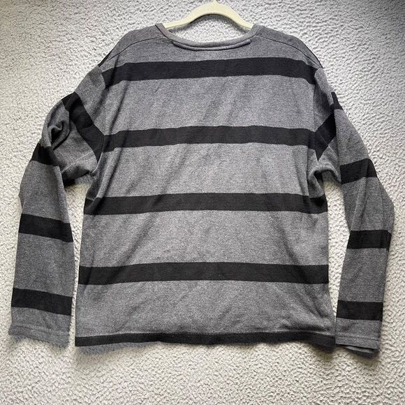 Old Navy Sweatshirt Mens Large Striped Gray Pullover Sweater Long Sleeve - Picture 4 of 14